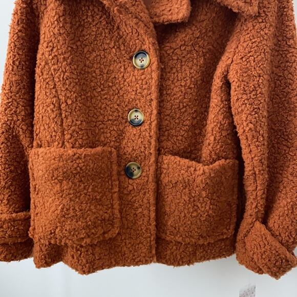 Free People Rust Burnt Orange Shearling Teddy Jacket Size: XS - Picture 2 of 5